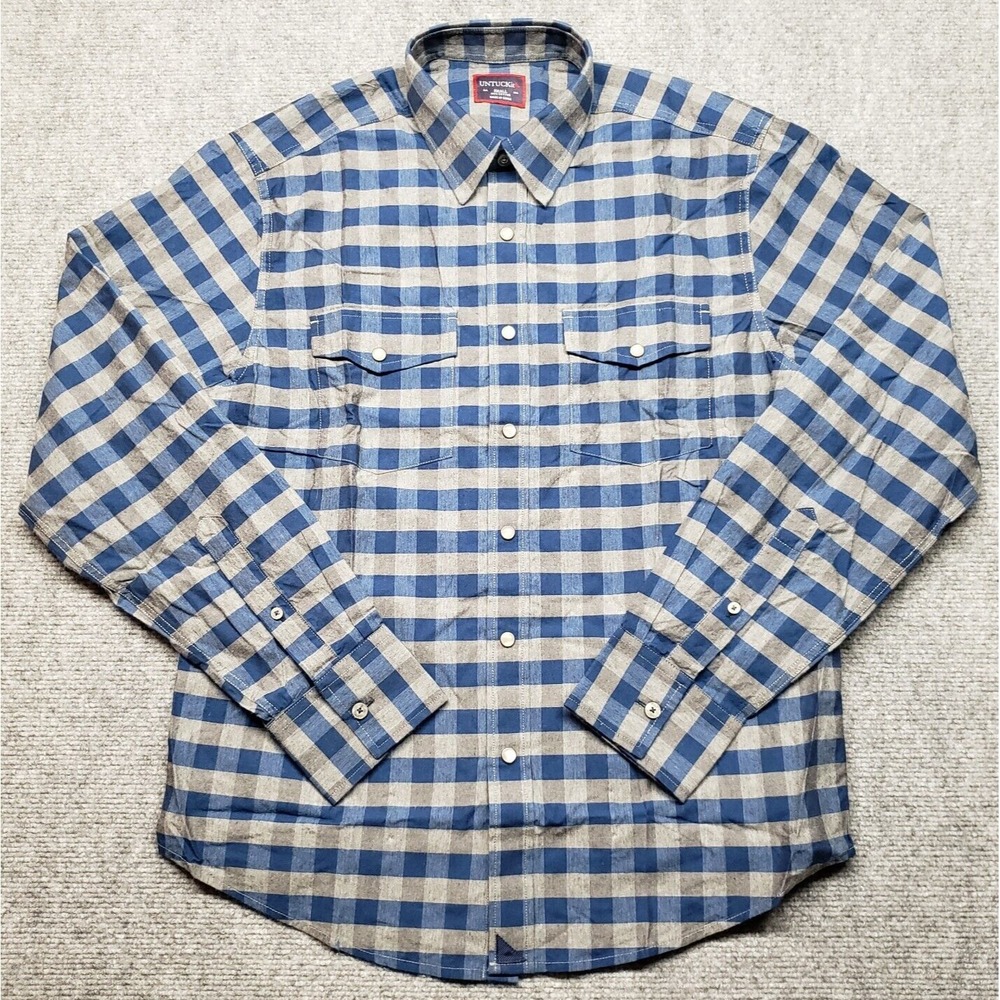 UNTUCKit Strozzi Shirt Mens S Blue Gray Regular Fit Long Sleeve Button Up New